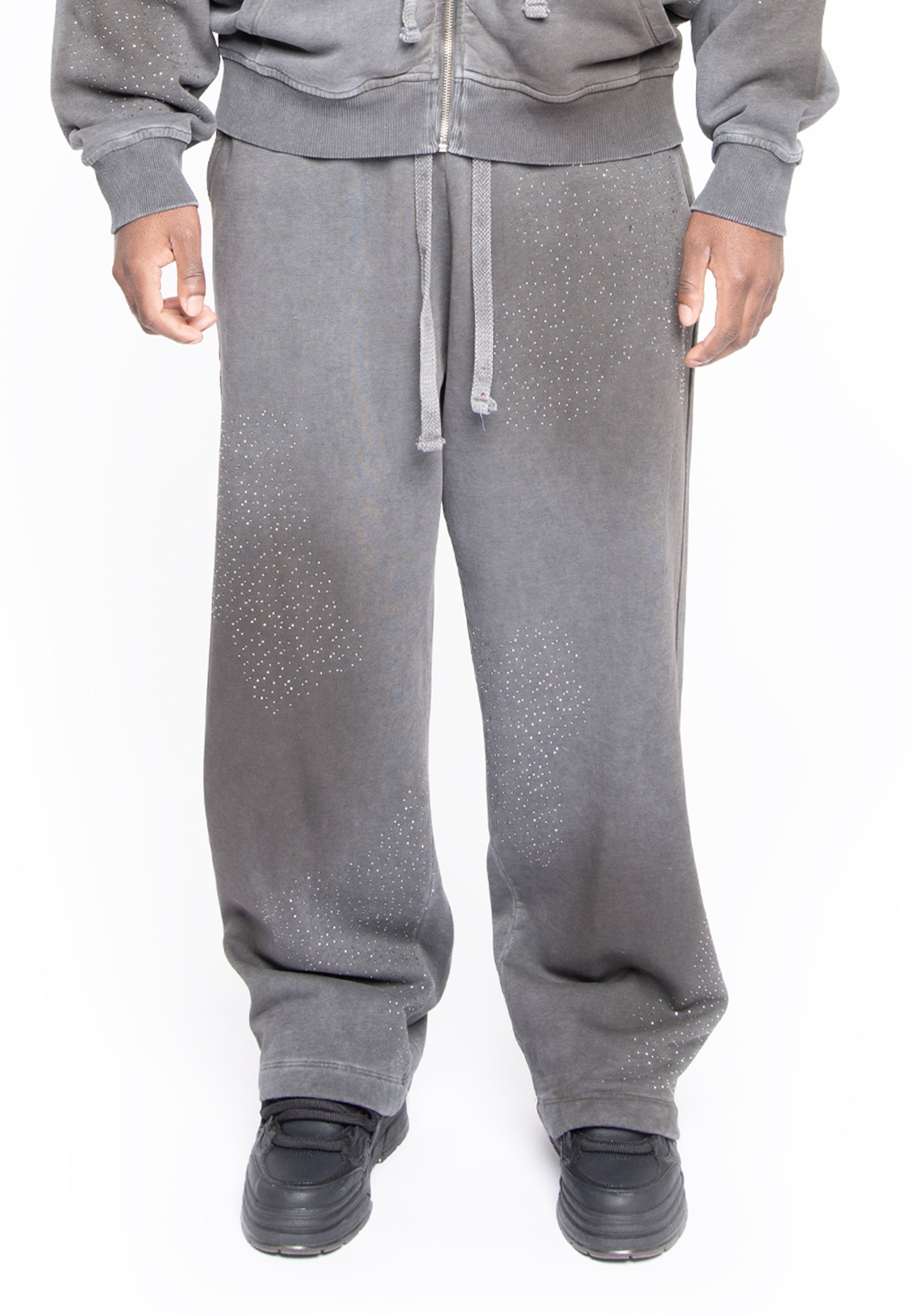 JOGGER FELPA WIDE GRAY & STRASS