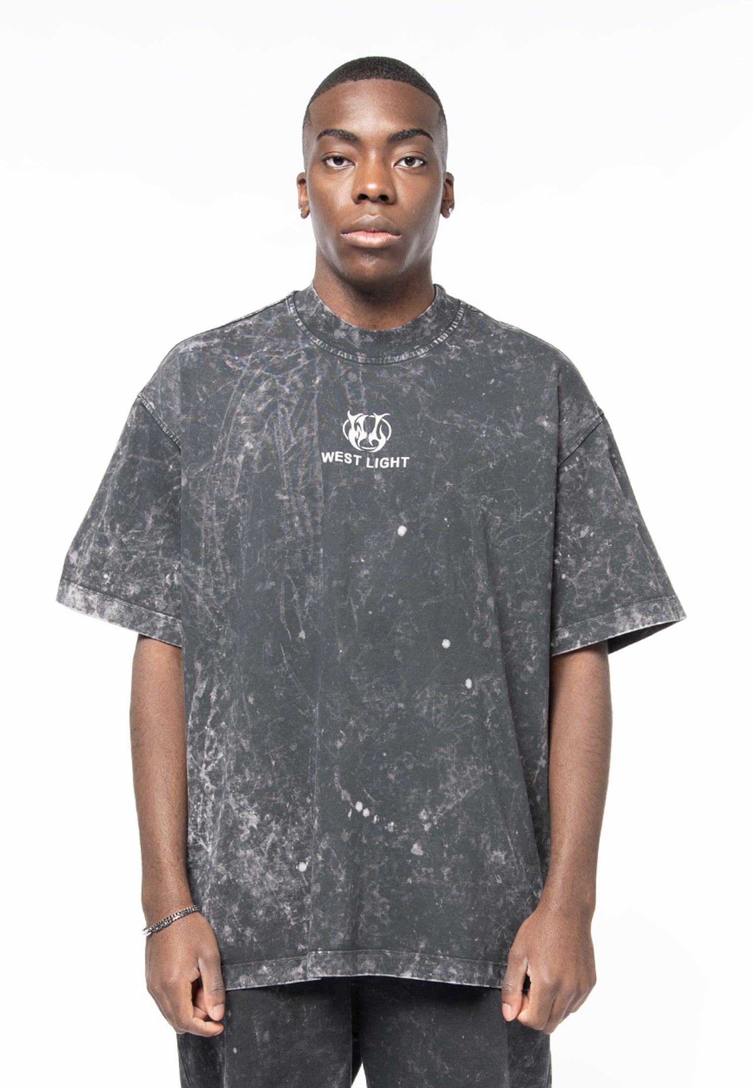 Acid dyed gray boxy logo t-shirt