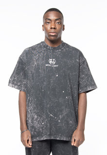 Acid dyed gray boxy logo t-shirt