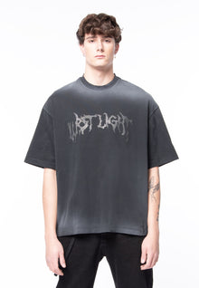 Boxy black spray T-shirt and rhinestone logo