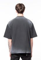 Boxy black spray T-shirt and rhinestone logo