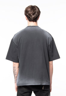 Boxy black spray T-shirt and rhinestone logo