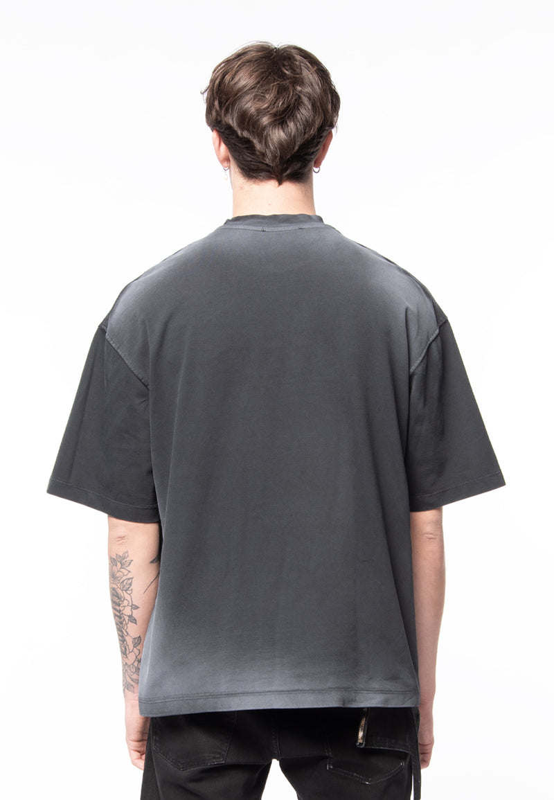 Boxy black spray T-shirt and rhinestone logo