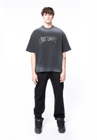Boxy black spray T-shirt and rhinestone logo