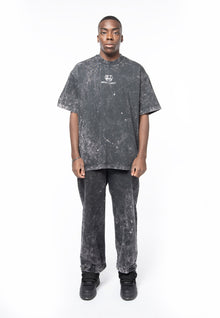 Acid dyed gray boxy logo t-shirt